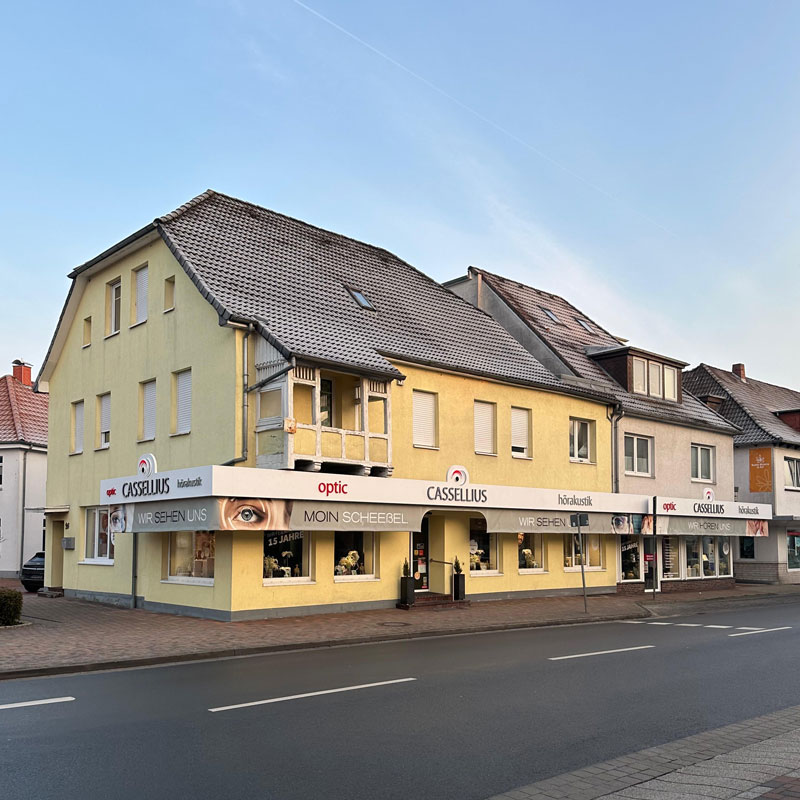 Außenansicht des Geschäfts von Optic Cassellius in Scheeßel