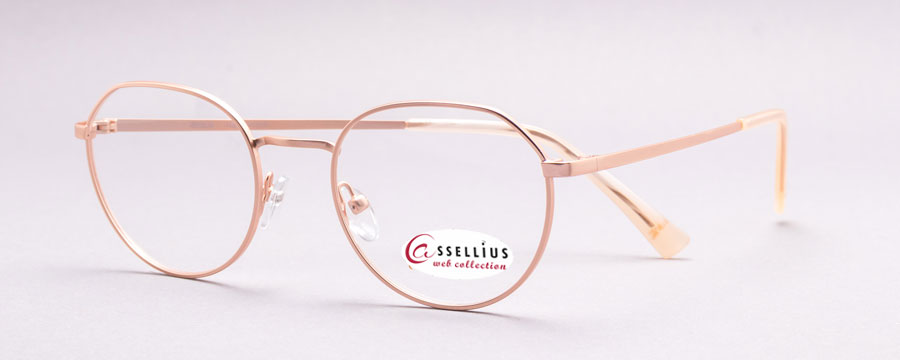 Roségoldene Metallbrille Modell Weltzeituhr aus der Cassellius Webkollektion